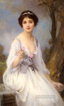 The Pink Rose realistic girl portraits Charles Amable Lenoir Oil Paintings
